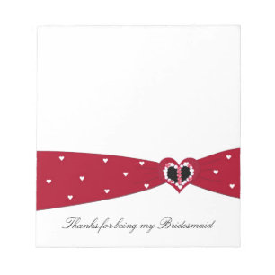Red Ribbon Bridesmaid Thank You Notepad