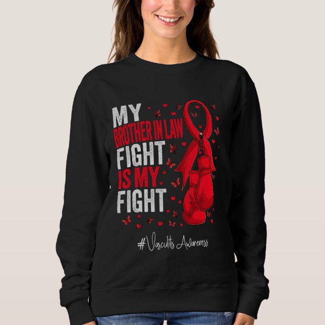 Red Ribbon Brother In Law Vasculitis Awareness Sweatshirt (Front)