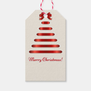 Red Ribbon Christmas Tree Gift Tags