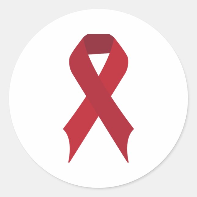 Red Ribbon Classic Round Sticker (Front)