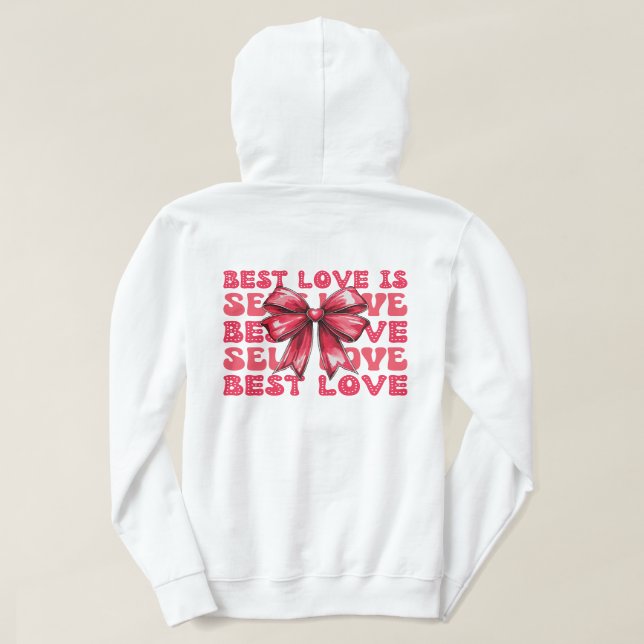 Red Ribbon Coquette bow Valentine's day Self love Hoodie (Design Back)