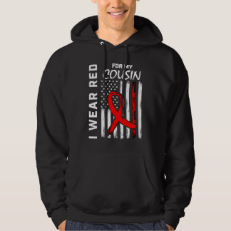 Red Ribbon Cousin Heart Disease Awareness American Hoodie