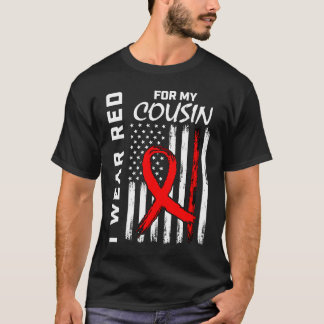 Red Ribbon Cousin Heart Disease Awareness American T-Shirt