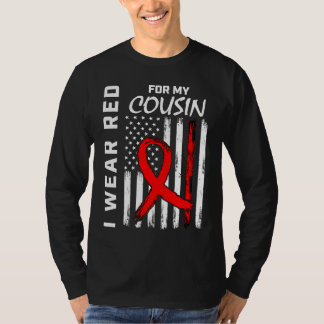 Red Ribbon Cousin Heart Disease Awareness American T-Shirt