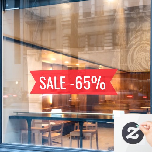 Red Ribbon Custom Sale Text Large Window Cling