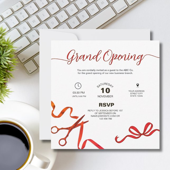 Red ribbon cuttiing Grand opening Invitation (Creator Uploaded)
