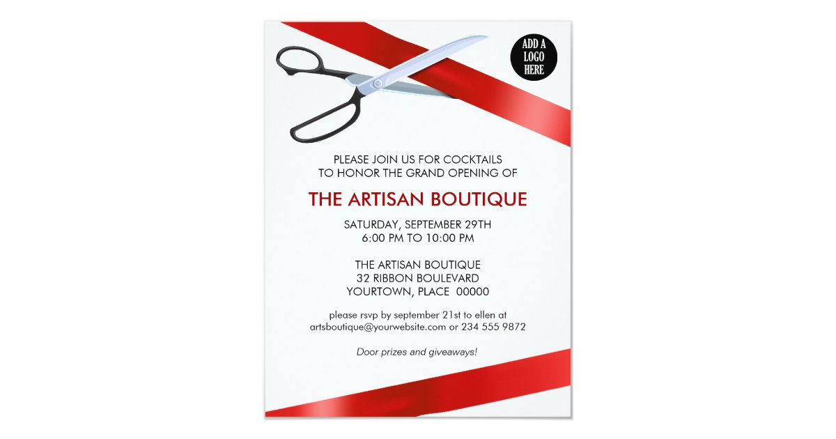 Red Ribbon Cutting Grand Opening Card | Zazzle