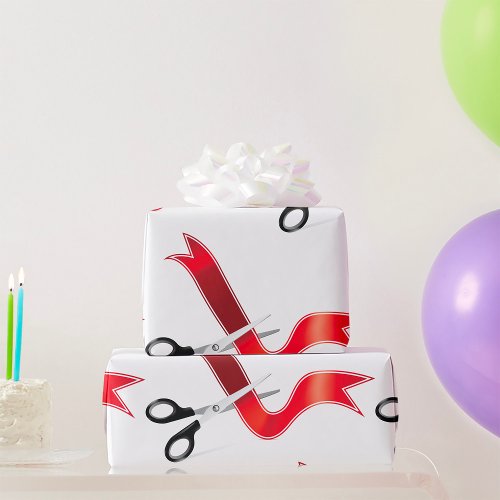 Red Ribbon Cutting Wrapping Paper