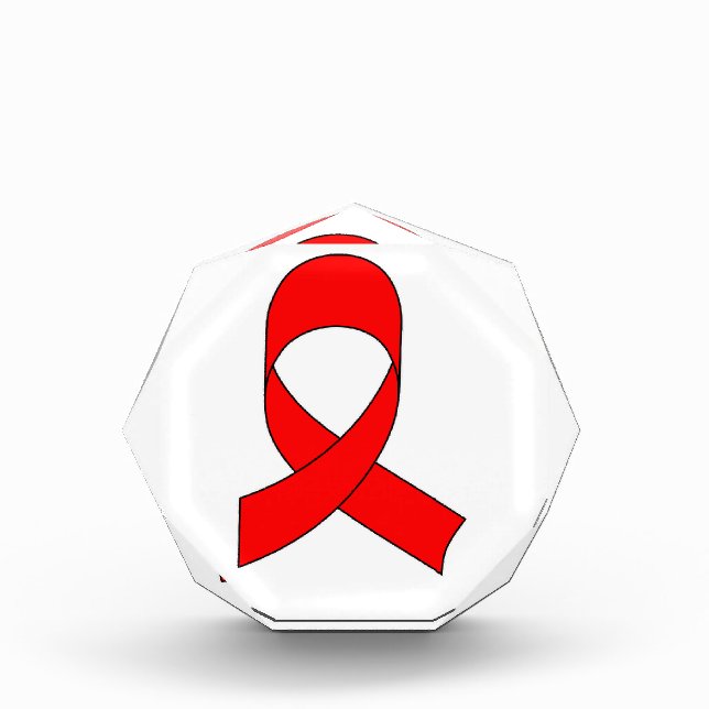 Red Ribbon Drawing Acrylic Award (Front)