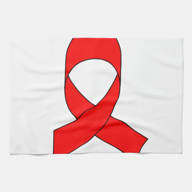 Red Ribbon Drawing Kitchen Towel (Horizontal)