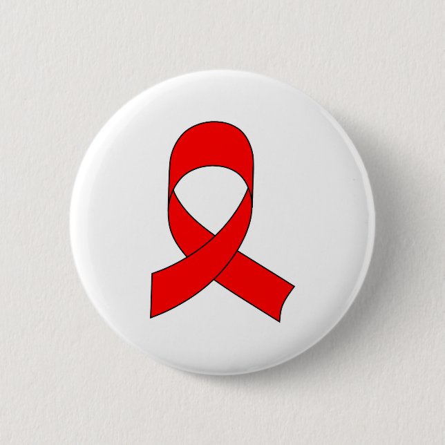 Red Ribbon Drawing Pinback Button (Front)