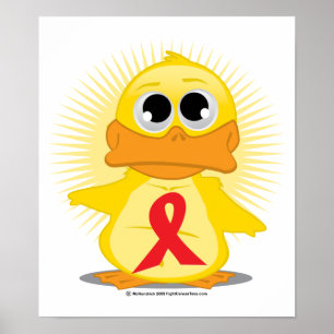 Red Ribbon Duck Poster