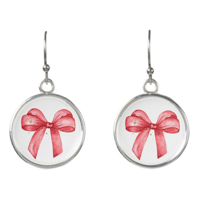 Red ribbon earrings (Front)