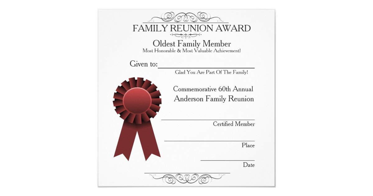 Red Ribbon Elegant Family Reunion Awards Template | Zazzle.com