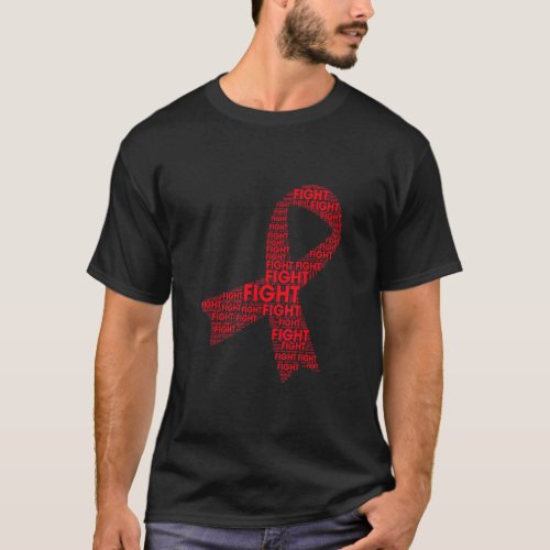 Red Ribbon Fight Hiv Aids Awareness Support Month  T_Shirt