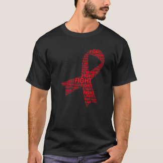 Red Ribbon Fight Hiv Aids Awareness Support Month  T-Shirt