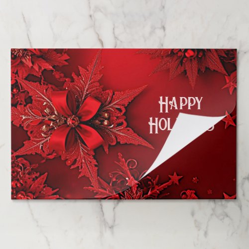 Red Ribbon Floral Holiday Christmas Tearaway Paper Pad