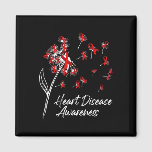 Red Ribbon Flowers Heart Disease Awareness  Magnet