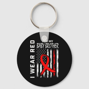 Red Ribbon For My Brother Heart Disease Awareness Keychain