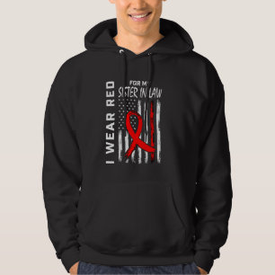 Red Ribbon For My Sister In Law Heart Disease Awar Hoodie