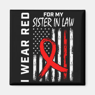 Red Ribbon For My Sister In Law Heart Disease Awar Magnet