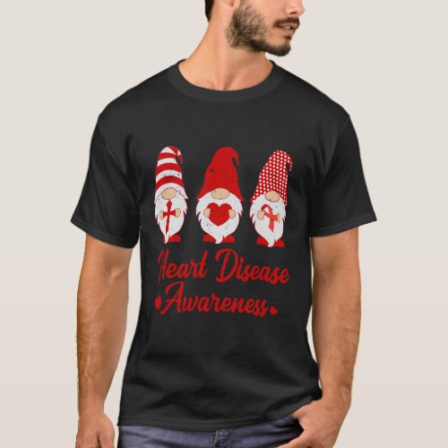 Red Ribbon Gnome Heart Disease Awareness Costume W T_Shirt