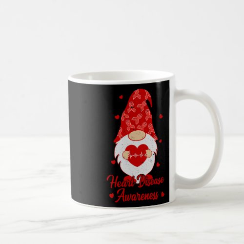 Red Ribbon Gnome Heart Disease Awareness Gift Surv Coffee Mug