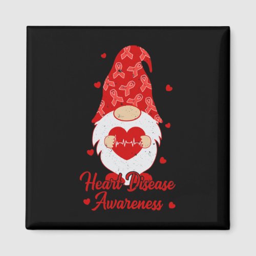 Red Ribbon Gnome Heart Disease Awareness Gift Surv Magnet