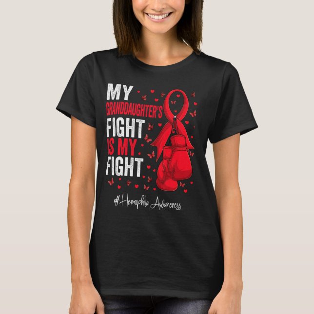 Red Ribbon Granddaughter Hemophilia Awareness T-Shirt (Front)