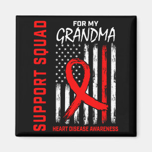 Red Ribbon Grandma Heart Disease Awareness Flag Ba Magnet
