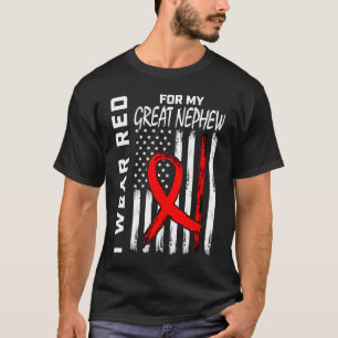 Red Ribbon Great Nephew Heart Disease Awareness US T-Shirt