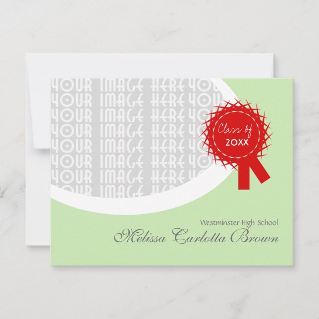 Red Ribbon Green Graduation Invitation (Front)