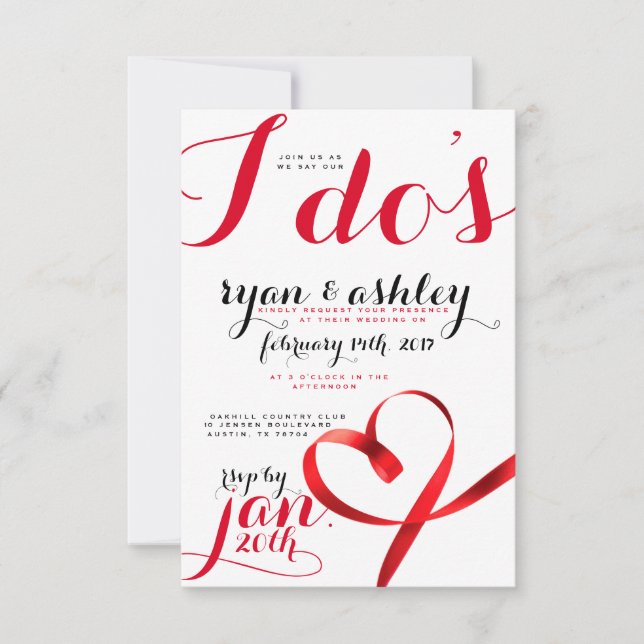 Red ribbon hearts! invitation (Front)