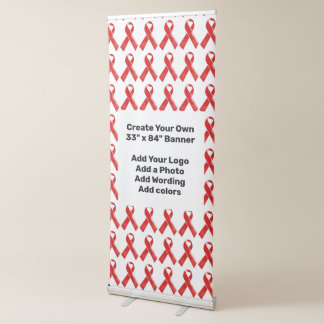 Red ribbon HIV Aids awareness DIY Retractable Banner