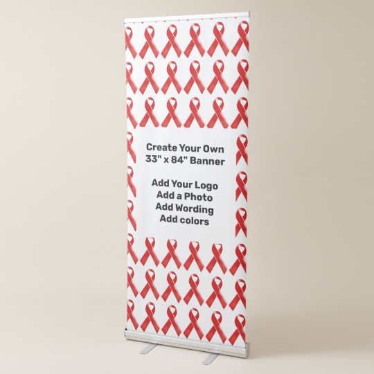 Red ribbon HIV Aids awareness DIY Retractable Banner | Zazzle.com