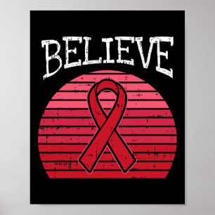 Red Ribbon Hiv Aids Brain Aneurysm Stroke Awarenes Poster