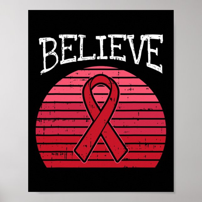 Red Ribbon Hiv Aids Brain Aneurysm Stroke Awarenes Poster (Front)