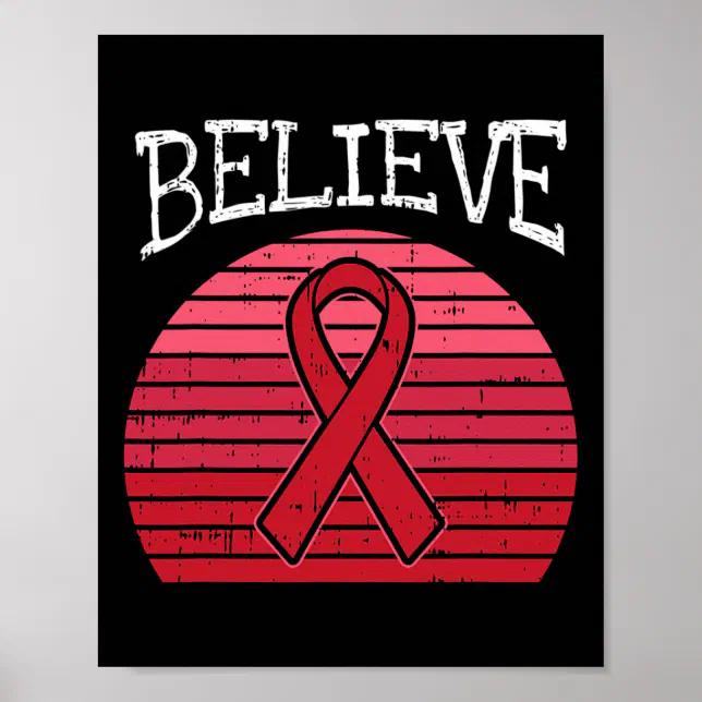 Red Ribbon HIV Aids Brain Aneurysm Stroke Awarenes Poster (Front)