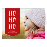 Red Ribbon Ho Ho Ho Happy Holidays Photo Card