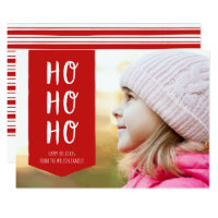 Red Ribbon Ho Ho Ho Happy Holidays Photo Card