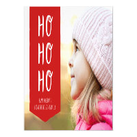 Red Ribbon Ho Ho Ho Happy Holidays Photo Magnetic Card