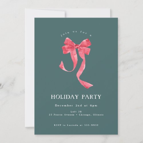Red Ribbon Holiday Corporate Christmas Party Invitation