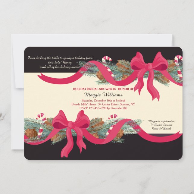 Red Ribbon Holiday Invitations (Front)