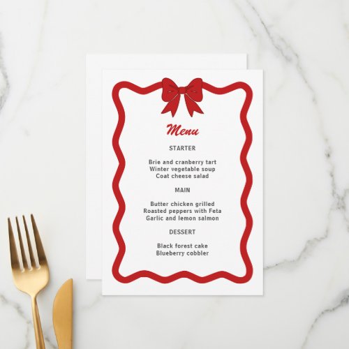 Red Ribbon Holiday Party Dinner Menu