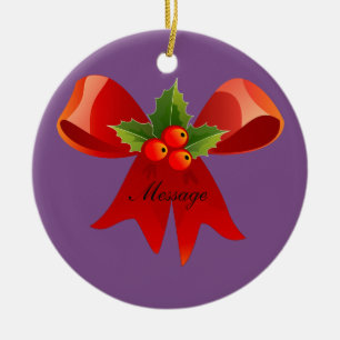 Red Ribbon Holly  Thunder_Cove Ceramic Ornament