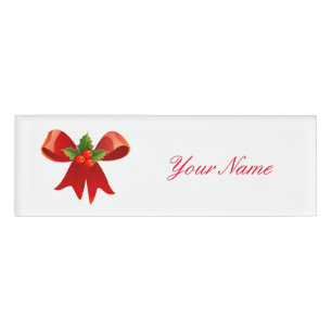 Red Ribbon Holly Thunder_Cove Name Tag