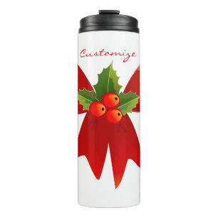 Red Ribbon Holly Thunder_Cove Thermal Tumbler