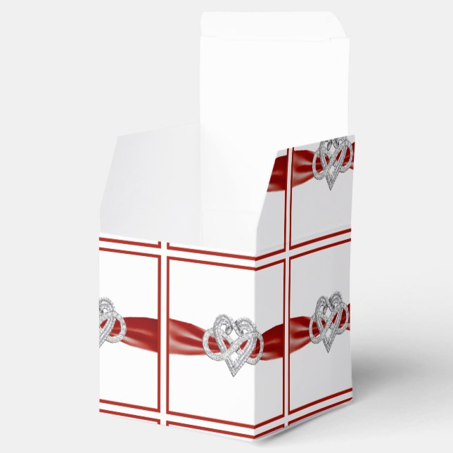 Red Ribbon Infinity Heart Favor Box (Opened)