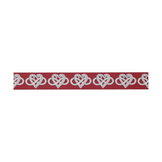 Red Ribbon Infinity Heart Invitation Belly Bands Band (Flat)