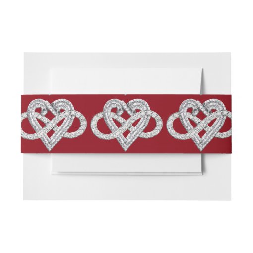 Red Ribbon Infinity Heart Invitation Belly Bands Invitation Belly Band ...